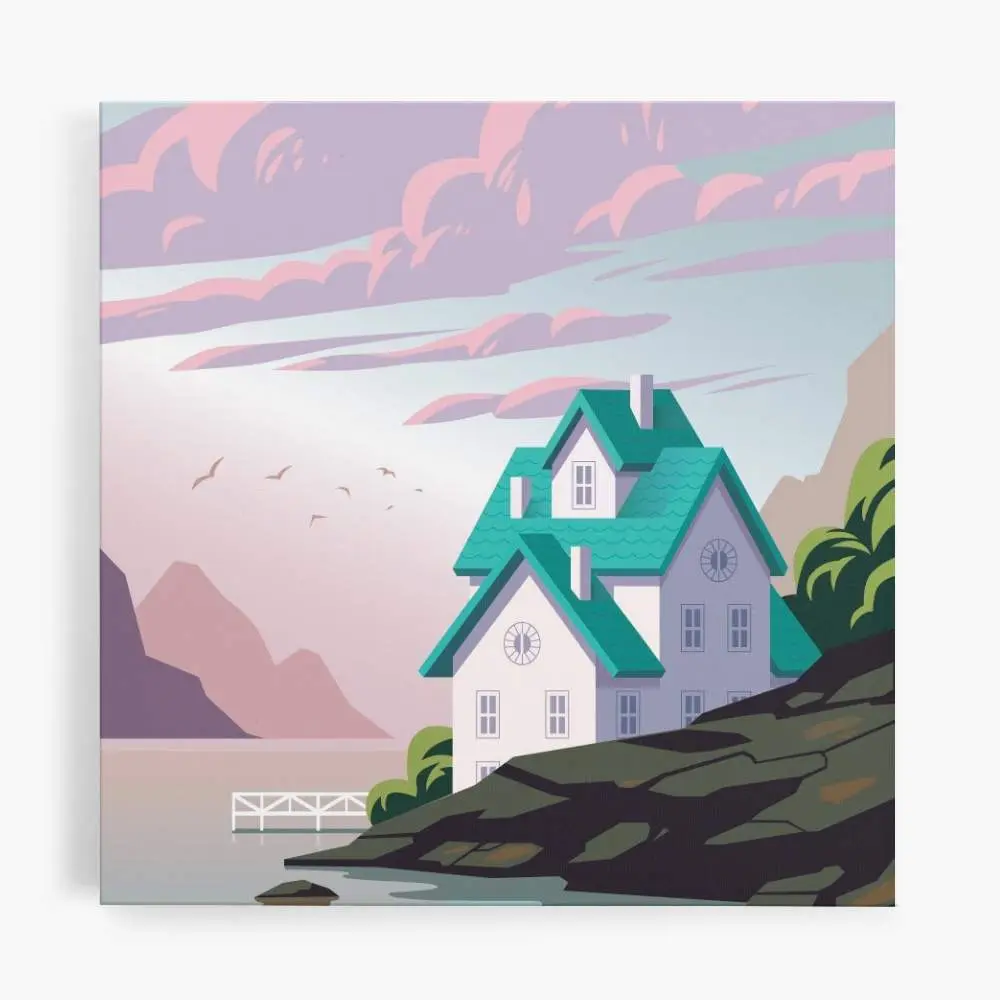Crafty by Numbers Lake House Paint by Numbers Kit - DIY Painting Supplies for Relaxation and Creativity