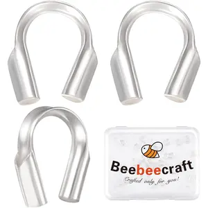 Beebeecraft 40Pcs 925 Sterling Silver Wire Guardian U Shape Wire Guard Loops 0.6mm Thread Protector for Jewelry Making Earring Bracelet Necklaces