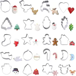 20Pcs Mini Christmas Cookie Cutters Holiday Cutter Stainless Steel Pieces Winter Shape