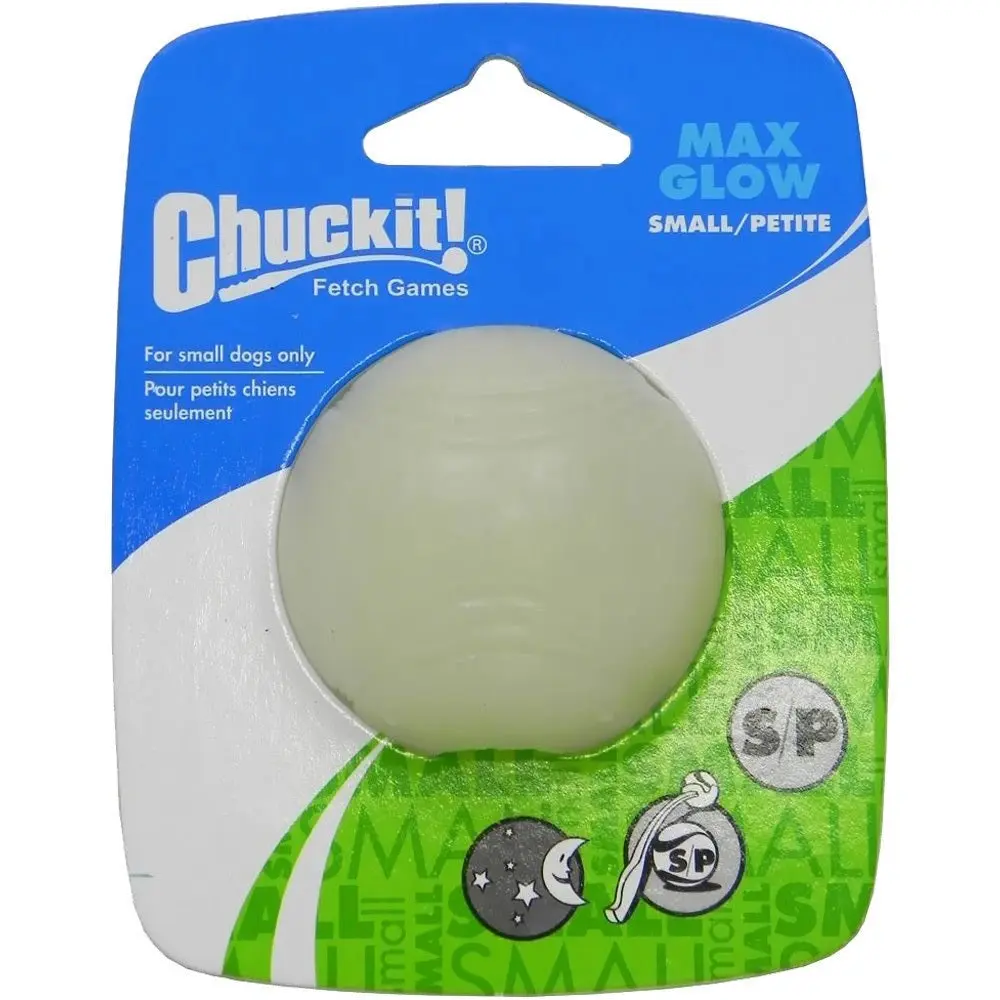 Chuck It Max Glow Ball - High-Visibility Glow-in-the-Dark Dog Fetch Toy - Small