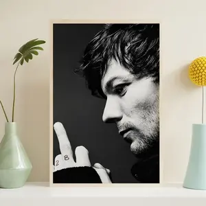 Louis Tomlinson Black And White Canvas Poster, HD Poster print, Art Collectibles, Home Decor