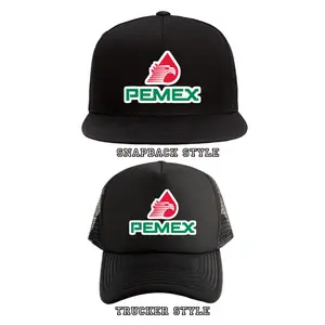 Pemex Mexico SnapBack/Trucker Hat in Black - Casual Cotton Baseball Cap with Adjustable Snap Closure for Unisex Wear