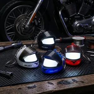 Mini Luminous Helmet Keychain, Cute LED Night Light Bag Charm, Motorcycle Safety Warning Pendant, Trendy Luggage & Backpack Accessory Gift for Riders