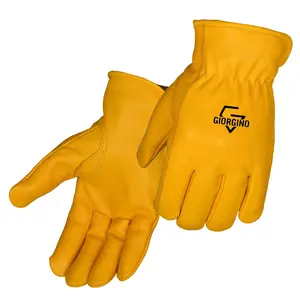 GIORGINO Premium Dyed Cow Leather Driver Gloves, Fleece-lined, Self-hemmed bind