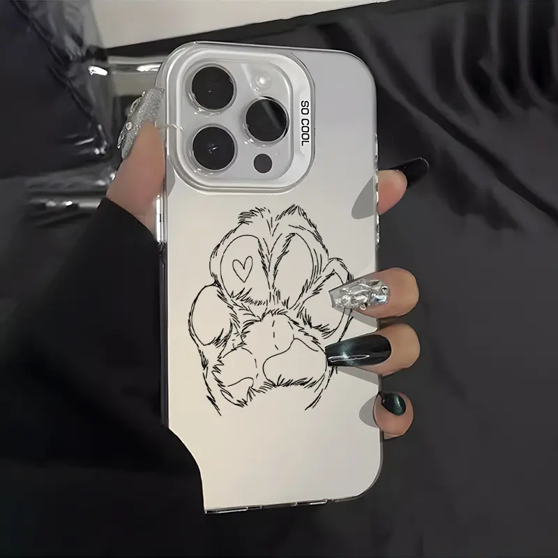 Case for iPhone 16 Pro Max 15 Plus 14 13 12 11 XS XR Cute dog paw print aesthetics Pattern Matte Shockproof Anti-Scratch Stylish Smartphone Cover Gifts for women men girls