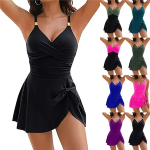 Criss-Cross Tummy Control One-Piece Swimsuit – Modest Slimming Monokini, Flattering Conservative Beach Look women bikini sexy set