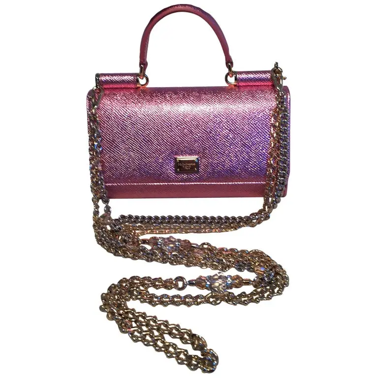 Pre-owned DOLCE & GABBANA Leather Clutches & Wristlets NWOT Dolce and Gabbana Pink Sicily Von Wallet Cell Phone Clutch Purse