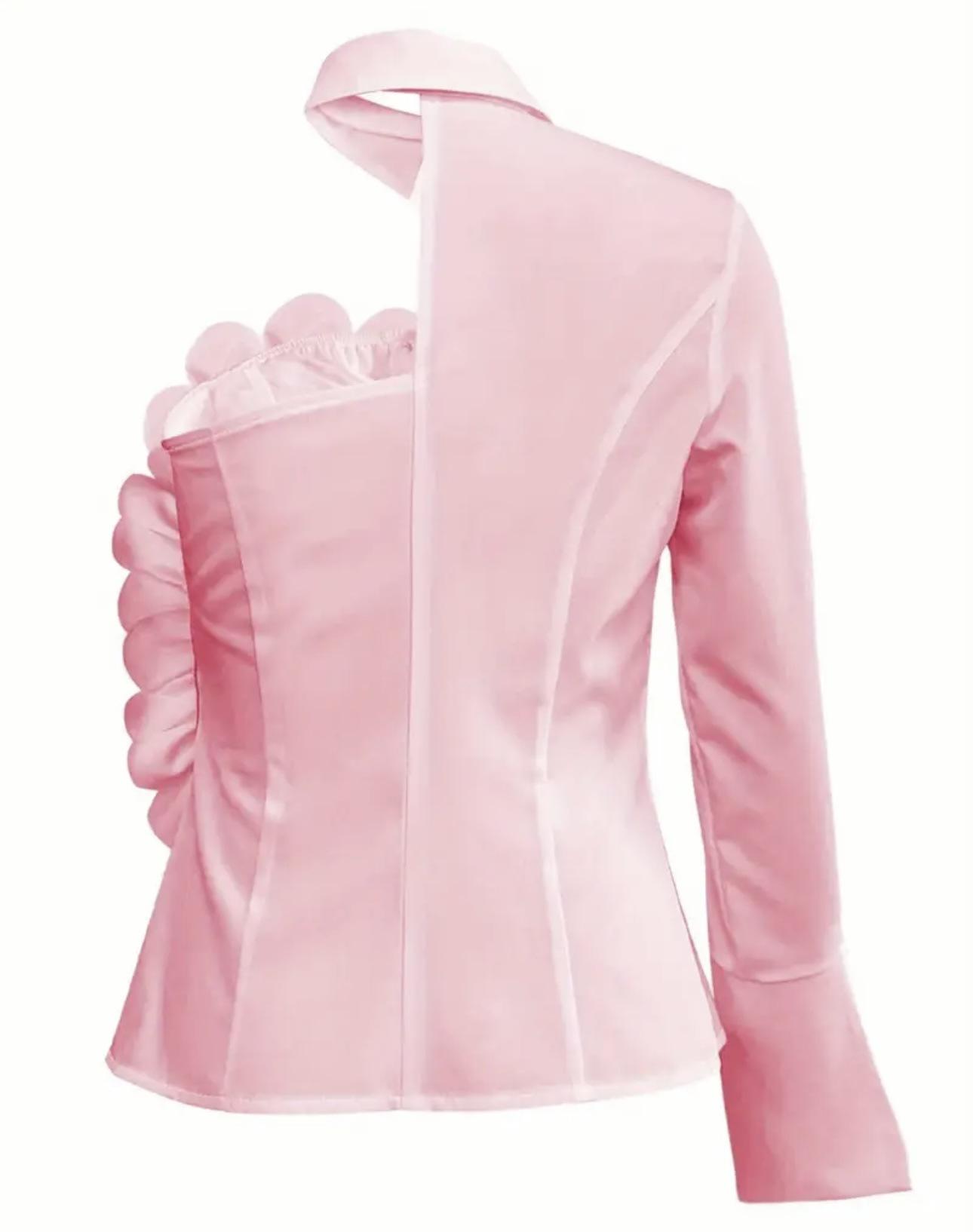 White Blouse With A One-shoulder TOP