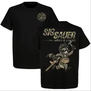 Sig Sauer Tactical Raccoon Graphic T-Shirt, When It Counts 2A Gun Enthusiast Tee, Funny Shooter Streetwear Gift for Sig Fans