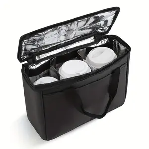 Waterproof Oxford fabric large-capacity beverage storage bag, black insulated bag, cold and heat insulation storage bag