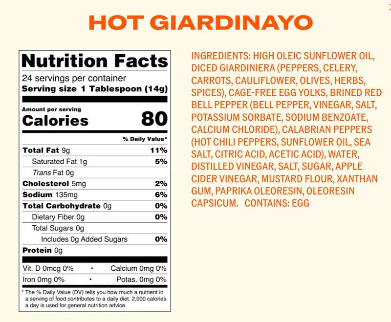 The holy quadrinity. Hot Giardinayo, Dill Pickle Mayo, Tangy Dijonayo, and Original Mayo