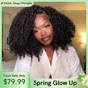 [Free Upgraded 7x6 Lace] MENGLLE 4C Baby Hair Kinky Curly 7x6 Pre Cut Lace Front Wig Wear and Go Glueless 200%/250% Density Human Hair Wigs Beginner Friendly#greenish#TikTokShopSpringGlowUp