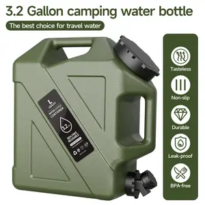 3.2 Gallon Portable Plastic Water Bucket with Spigot Outdoor Camping Car Washing Storage Container