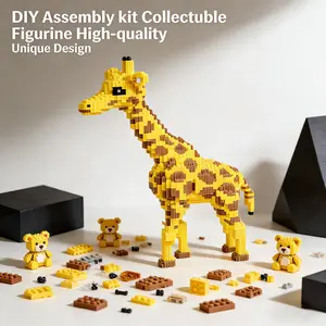 Stylized Giraffe Building Blocks Puzzle Decoration, Ideal Gift for Thanksgiving Christmas Halloween Easter, Home Office Party Decor