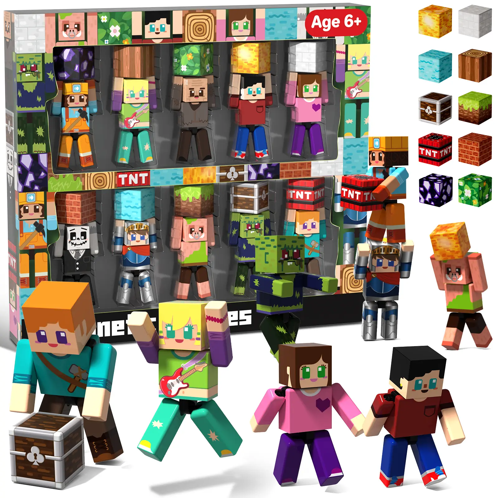 Magnetic Blocks- 10PCS with Action Figures 2026 STEM Magnetic Building Blocks for Kids 6+ Christmas, Creative Educational Play Set for Boys & Girls,summerwins summerwins