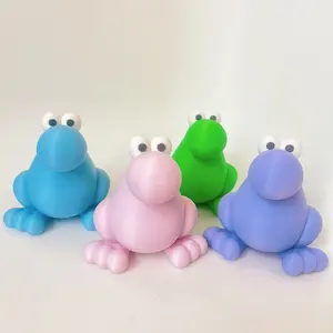 Cute 3D Printed Q Version Frog Figurine, Small Plastic Animal Decor, Home Office Gift, Blue, Indoor Outdoor Use