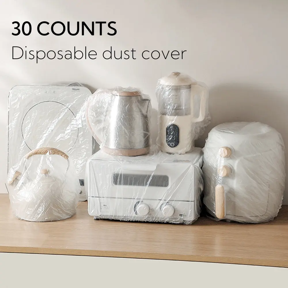 30 Counts Thickened Appliance Dust Covers for Kitchen Household Furniture,Clear Disposable Dust Cover,Dustproof with Elastic for Blender, Oven, Pressure Cooker, Air Fryer,Coffee Maker,  Toaster,Slow Cooker Accessories