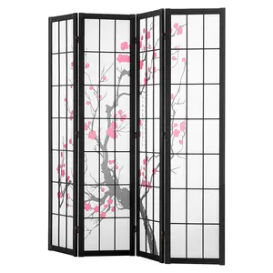VEVOR Room Divider, 4 Panel Japanese Room Divider Screen, Wood Folding Privacy Screen Indoor, Japanese Partition Portable Decoration Dividers, for Room Separation Home Office Restaurant & Bedroom