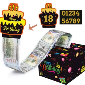 Birthday Money Pull Gift Box, Cash Surprise Explosion Box, Roll Money Cake Pull Set, Surprising Gift Box for All Ages