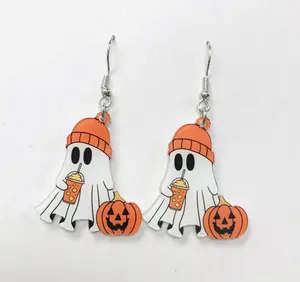 Halloween Ghost with Boba Tea Earrings