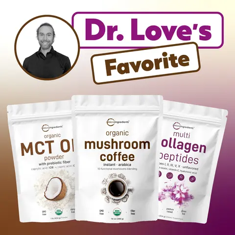 Micro Ingredients Dr Love's Favorite Bundle: Collagen Peptides Powder 1LB + MCT Oil Powder 1LB + Mushroom Coffee 14oz