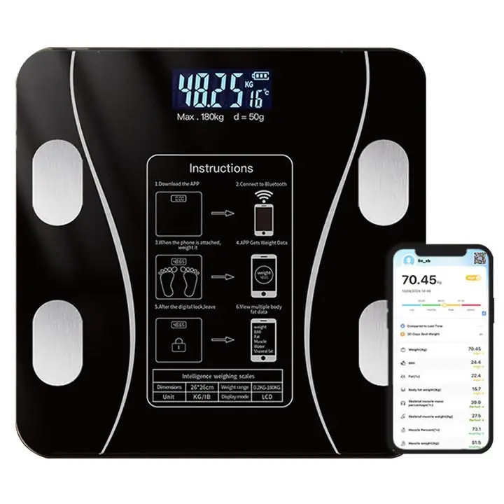 Smart Scale for Body Weight, Digital Bathroom Scale BMI Weighing Bluetooth Body Fat Scale, Body Composition Monitor Health Analyzer with Smartphone Ap