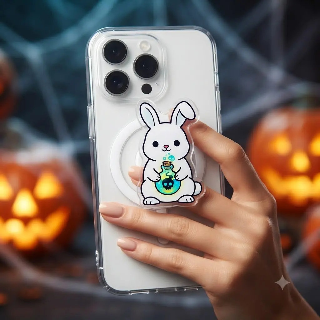 Cute Potion Bunny MagSafe Phone Grip - 2D Magnetic Holder & Kickstand - Spooky Halloween Gift