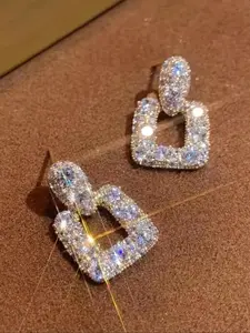 1 Pair Water Drop Shaped Rhinestone Decorated Dangle Earrings, Elegant Jewelry, Trendy Jewelry for Women for Party and Daily Life, Minimalist Aesthetic Jewelry Gift