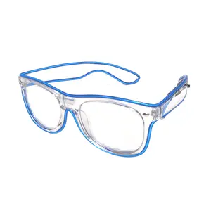Blue Light Up Clear Glasses with Sound Activated AAA Battery Pack