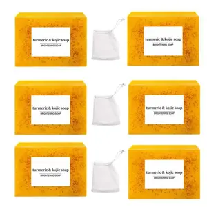 Turmeric Soap Bar with Soap Bag, 6 Counts/set Moisturizing Gentle Soap Bar, Deep Cleansing Body Wash Soap for Women & Men, Skincare