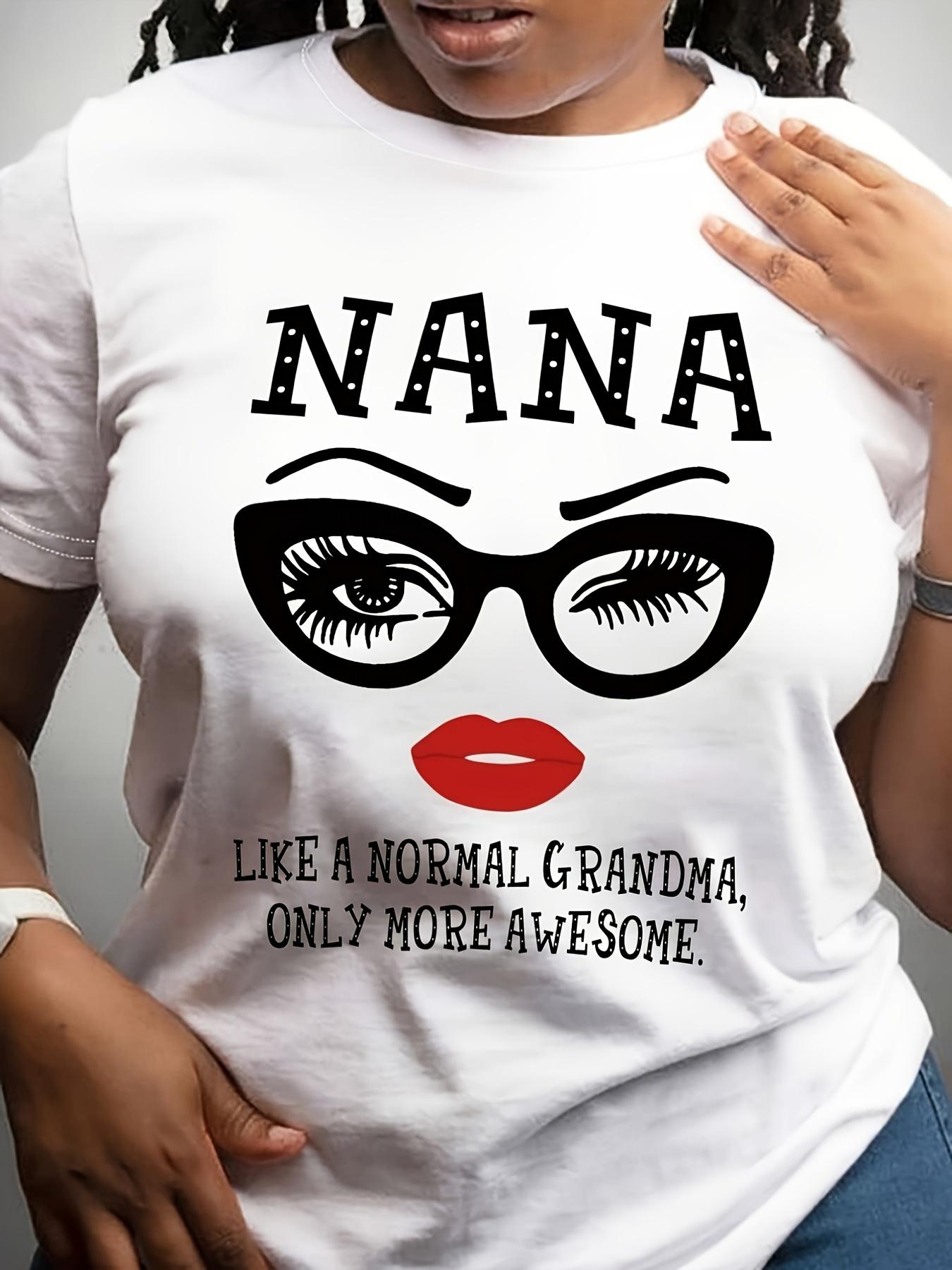 Chic 'Nana' Letter Print Tee - Effortless Style, Comfy Crew Neck, Short Sleeve - Versatile Women'S Top For Casual Outings And Everyday Wear