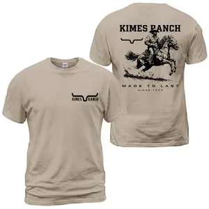 Kimes Ranch Cowboy Riding Horse T-Shirt, Western Ranch Graphic Tee, Made To Last Since 1993 Back Print Shirt With Front Chest Horn Logo, Rodeo Cowboy Outfit, Soft Cotton Tee Gift For Men and Women