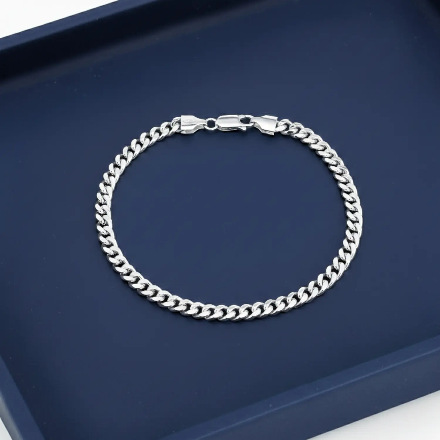 925 Sterling Silver Miami Cuban Link Bracelet with Secure Lobster Lock