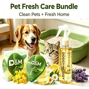 DOGGY & MOGGY Pet Fresh Care Bundle, Bio-Enzyme Odor Eliminator Spray + No-Rinse Waterless Shampoo Jelly Cups, Tear-Free Formula, Pet & Kid Safe, Fresh Home & Clean Pet Solution for Dogs & Cats