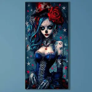 5D DIY Full Drill Round Diamond Painting - Diamond Art Kit Punk Style Mosaic Canvas DIY Wall Art, Home Wall Decoration
