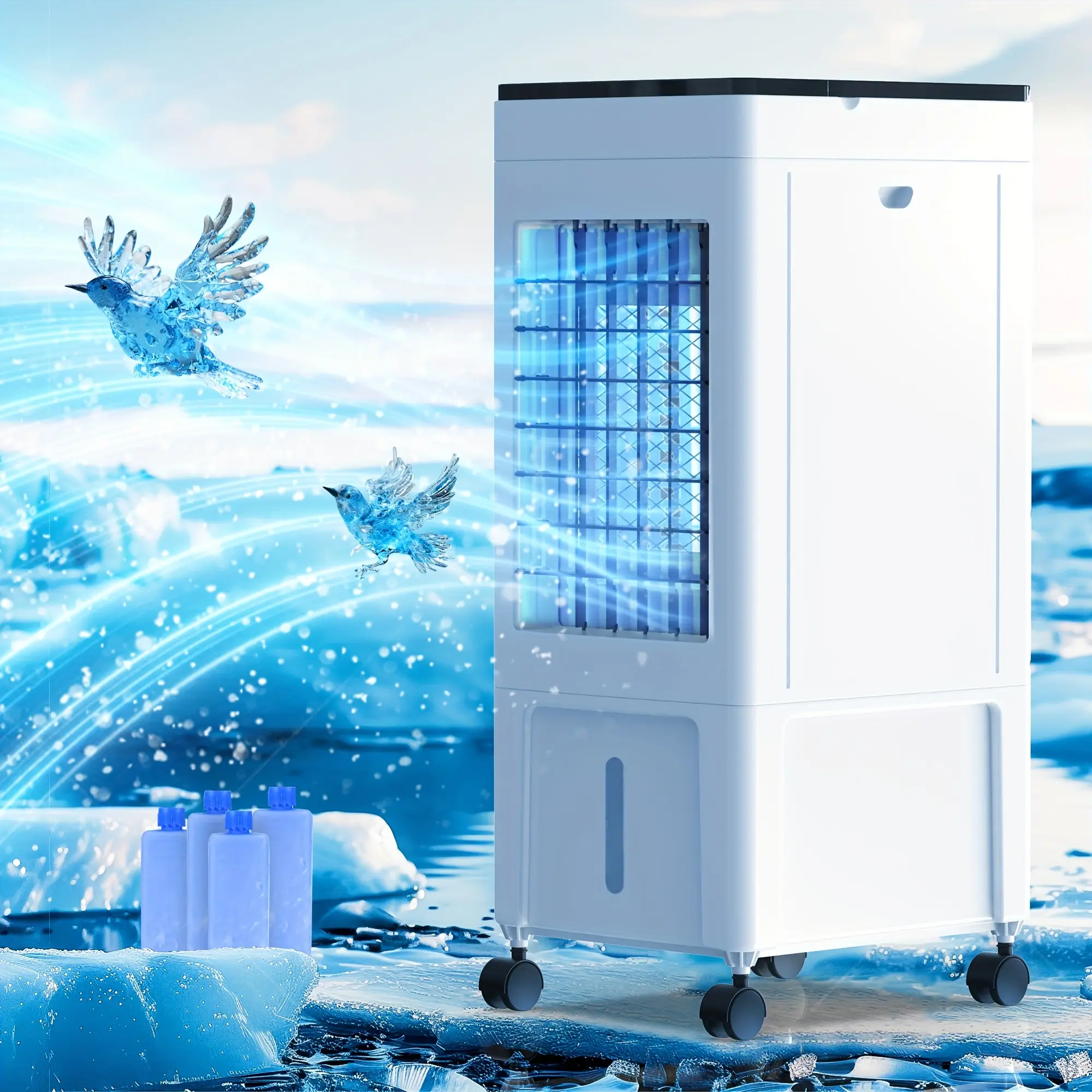Portable Air Conditioners, [10L/2.64Gal Larger Reservoir] Fast Cooling Quiet Evaporative Air Cooler, 3-IN-1 Portable AC Unit w/Remote, 3 Speed Swamp Cooler, Windowless Air Conditioner Fan for Room Office