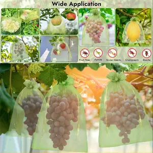 Reusable Fruit Protection Net Pouches, Military, 25x35cm, Protects Grapes, Peaches, Vegetables, Breathable, Insect & Bird Proof, Gift Packaging