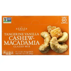 Sahale Snacks Glazed Mix, Tangerine Vanilla Cashew-Macadamia, 9 Packs, 1.5 oz (42.5 g) Each