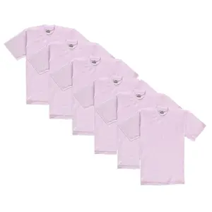 6 Pack Pro Club Men's Heavyweight Short Sleeve Crew Neck T-Shirt - Pink - Large