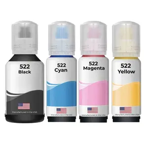 Replacement Ink Bottles For Epson 522 140ml Black and 3 Color 70ml Combo 4-Pack