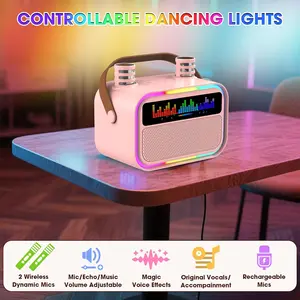 Karaoke Machine,Portable Bluetooth Karaoke Speaker with 2 Wireless Microphones for Adults & Kids,with LED Lights, Karaoke Microphone,System Supports USB/TF/AUX,Gift for Party Home pod   Blue Sale Bluetooth speaker,cozyvibes