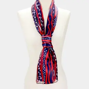 Stars n Stripes Scarf - Patriotic Red White and Blue Design for Women's Fashion Accessories