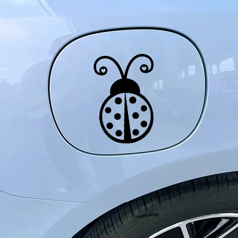 1PC For Car Fuel Caps, Automobile Decals, Cute Trinket Notebooks, Signage Element Decor, Ladybug shape + heart-antenna details fixed on items, Car Accessories, Car Decorative Sticker, Car Decorations