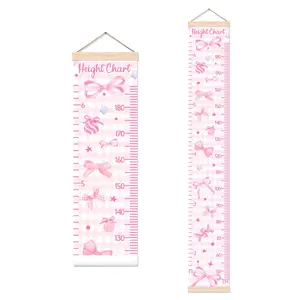 Pink Bow Height Chart for Wall Decor, Cute Height Measurement Wall Hanging for Teen Girls, Ideal for Bedroom and Nursery Room Decor