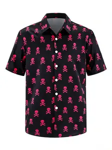 2026 Summer Bestseller: Unisex Skull Tropical Hawaiian Shirt, Loose Fit Slimming, Island Travel Fashion, Button-Up Casual Shirt Top