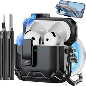 Compatible For AirPods 4th Generation Case,Compatible With Magsafe,Magnetic Automatic Lock With Phone Stand & Cleaning Kit For AirPods 4 with Active Noise Cancellation Charging Cover (2024)
