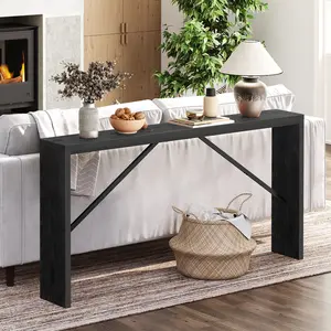 MAHANCRIS Sofa Table, 62.2" Long Console Table Behind Couch, Narrow Entryway Table, Farmhouse Dining Table with Angled Metal Frame, Industrial Console Table for Entryway, Black #SpringSale #BigSpringSale
