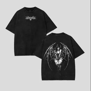 Gothic Y2K Anime Angel Tshirt Tanktop - Washed Streetwear, Menswear Top Alt Fashion Clothing graphic tee men gifts mens shirts boohooman Cotton Fabric
