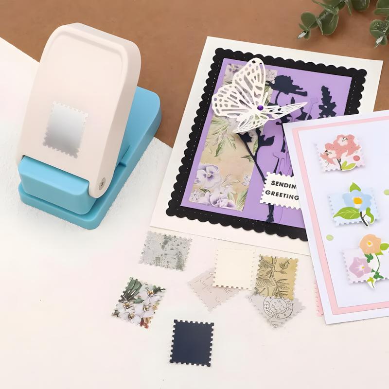 Stop Cutting by Hand!  Large Stamp-Style Puncher for Perfect Edges. Easy DIY Postage Stamps for Envelopes & Journals. Great Gift for Crafters, Teachers & Kids - Note: This product does NOT include stickers or refill materials
