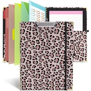 Clipboard Folio with Storage 8.5 X 11 Padfolio Notebook, Clipboards with Notepad Spiral with 10 Pockets and 5 Folders  Teacher School Essentials ( Spots)